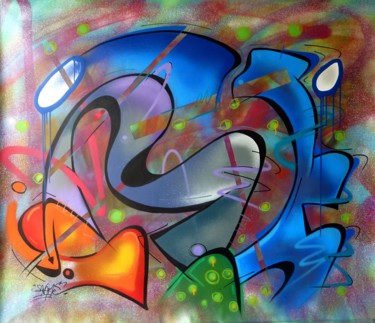 Peinture intitulée "100 titres 39" par Saname, Œuvre d'art originale, Bombe aérosol