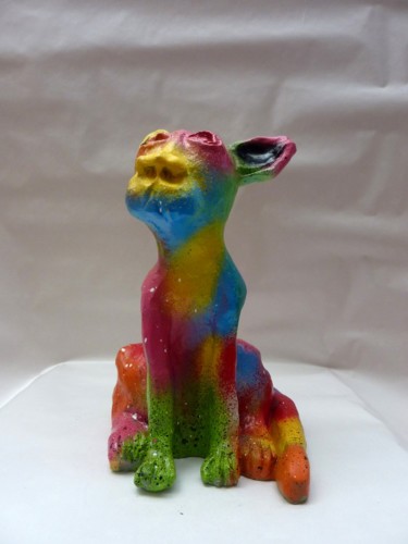 Sculpture intitulée "Dog" par Saname, Œuvre d'art originale, Plâtre