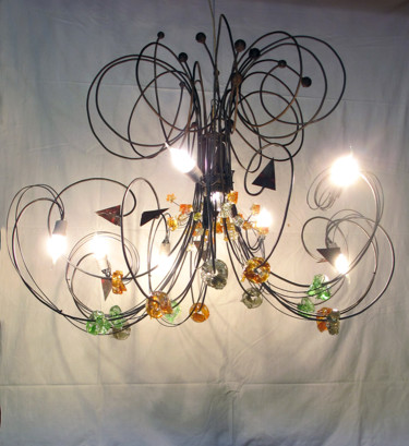 Design intitulée "Lustre "Méduse"" par Alain Platet, Œuvre d'art originale, Luminaire