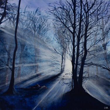 Painting titled "Lights" by Helena Monniello, Original Artwork, Acrylic Mounted on Wood Stretcher frame