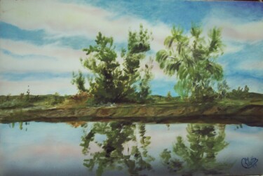 Pintura titulada "Nuestros Ríos A3" por Rosario De Mattos, Obra de arte original, Acrílico