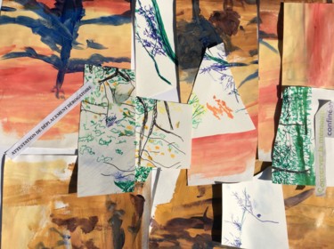 Collages intitulée "La promenade" par Ronan Le Morvan, Œuvre d'art originale, Acrylique