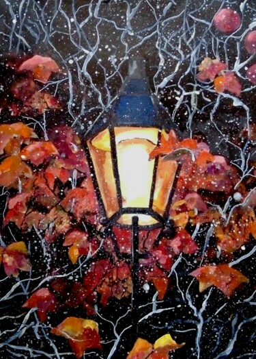 Painting titled "Le lampadaire de la…" by Eva Lesil, Original Artwork, Acrylic