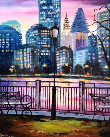 Peinture intitulée "New York" par Elena Lanceleux, Œuvre d'art originale, Huile