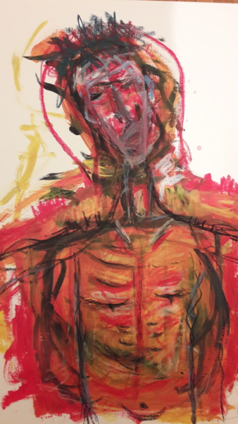 Peinture intitulée "Corps de christ" par Thierry Marcel Blatt, Œuvre d'art originale, Gouache