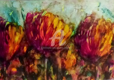 Tulipes #artistsupportpledge Painting titled "Tulipes #artistsupp…" by Laurent Chabrillat, Original Artwork, Ink