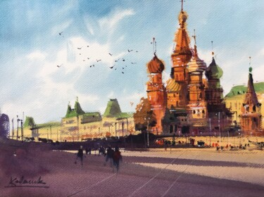 St. Basil's Cathedral in Moscow Peinture intitulée "St. Basil's Cathedr…" par Andrii Kovalyk, Œuvre d'art originale, Aquarelle