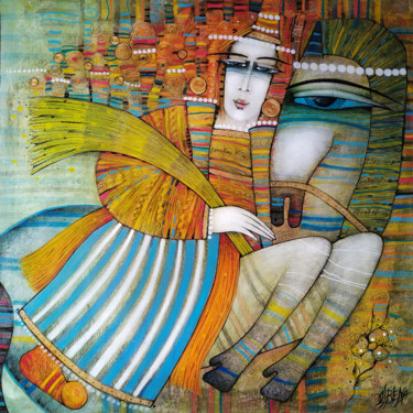 Peinture intitulée "La promenade" par Albena Vatcheva, Œuvre d'art originale, Huile Monté sur Châssis en bois