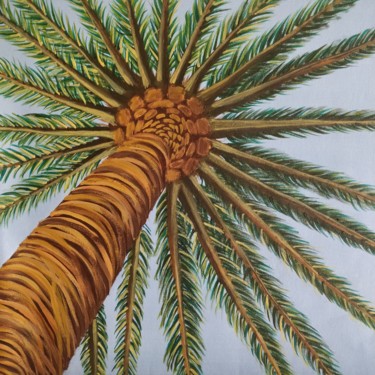 Painting titled "Palm Tree" by Gitika Singh, Original Artwork, Acrylic Mounted on Wood Stretcher frame