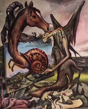 绘画 标题为“Kiss of a Mare” 由Reydel Espinosa Fernandez, 原创艺术品, 油