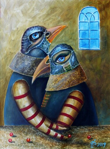 绘画 标题为“Birds family” 由Vladimir Pronkin, 原创艺术品, 油