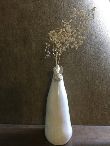 Sculpture intitulée "Soliflore Lapin" par Nicole Boldo, Œuvre d'art originale, Céramique