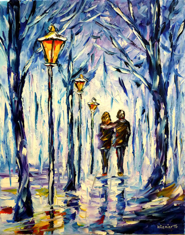 Spaziergang an einem Wintertag Pintura titulada "Spaziergang an eine…" por Mirek Kuzniar, Obra de arte original, Oleo