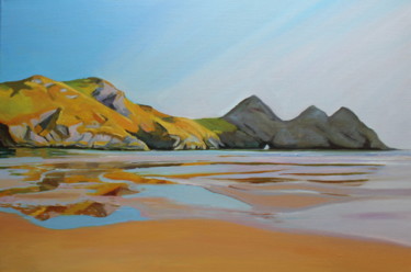 Painting titled "On Three Cliffs Bea…" by Emma Cownie, Original Artwork, Oil