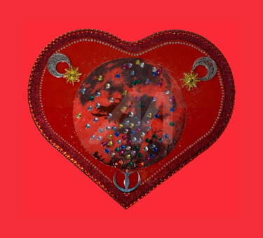 Peinture intitulée "Amour de Lune" par Mona Bessaa, Œuvre d'art originale, Acrylique