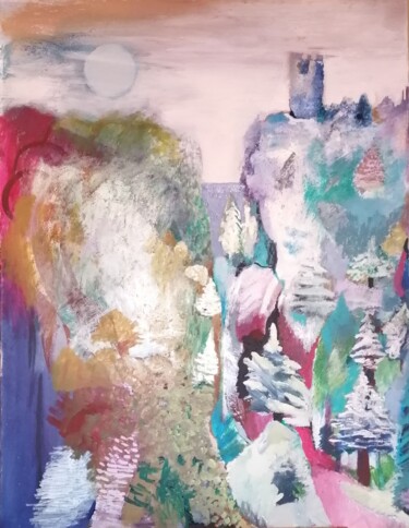 Peinture intitulée "Les deux montagnes" par Valérie Blum (Valery), Œuvre d'art originale, Acrylique Monté sur Châssis en bois