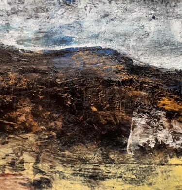 Peinture intitulée "" La colline bleue "" par Alain Tardieu, Œuvre d'art originale, Acrylique Monté sur Panneau de bois