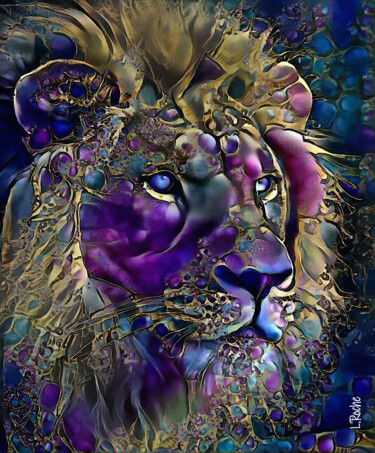 Lion jewell - Mix media on panel - 70x58 cm-OOAK