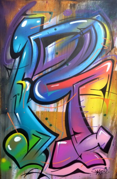 Peinture intitulée "RT" par Saname, Œuvre d'art originale, Bombe aérosol Monté sur Châssis en bois