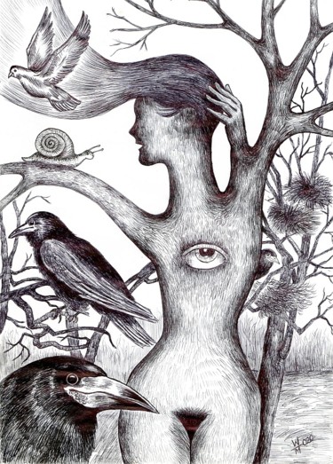 图画 标题为“Dziwny sen 2” 由Waldemar Wojtowicz, 原创艺术品, 标记
