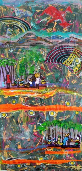 Ayiti #6 : le Pays en dehors Collages intitulée "Ayiti #6 : le Pays…" par Mango Park, Œuvre d'art originale, Acrylique