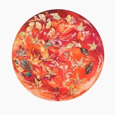 绘画 标题为“"Envol de feuilles…” 由Pascale Fleury-Vallée, 原创艺术品, 丙烯 安装在木质担架架上