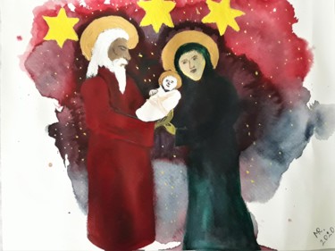 Peinture intitulée "Birth of the baby J…" par Marie Ruda, Œuvre d'art originale, Aquarelle
