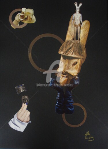 Collages intitulée "Major Rabbit est im…" par Nelly Sanchez, Œuvre d'art originale, Collages