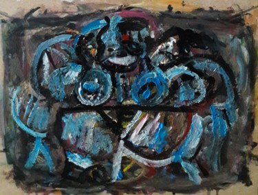 Peinture intitulée "femme table" par Sam Keusseyan, Œuvre d'art originale, Acrylique