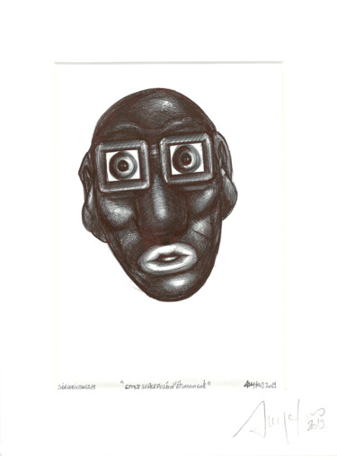 Dessin intitulée "" ...Effets Superpo…" par Grégory Dreyfus, Œuvre d'art originale, Stylo à bille Monté sur Autre panneau ri…