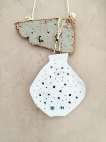Sole en Céramique Blanche , à accrocher 제목이 "Sole en Céramique…"인 조형물 Anne Cabon로, 원작, 도예