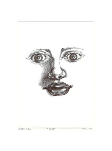 Dessin intitulée "" Sacha " - Série B…" par Grégory Dreyfus, Œuvre d'art originale, Stylo à bille Monté sur Autre panneau ri…