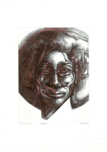 Dessin intitulée "" Bella H(ooks) " -…" par Grégory Dreyfus, Œuvre d'art originale, Stylo à bille Monté sur Autre panneau ri…