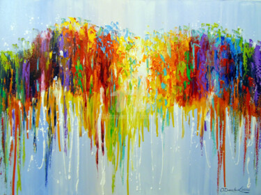 Thoughts Painting titled "Thoughts" by Olha, Original Artwork, Oil Mounted on Wood Stretcher frame