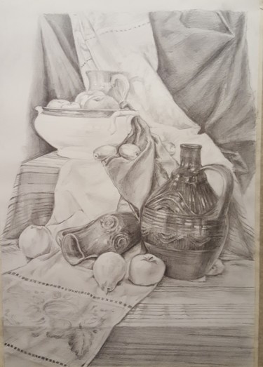Painting titled "Натюрморт академиче…" by Natali Didukh, Original Artwork, Pencil