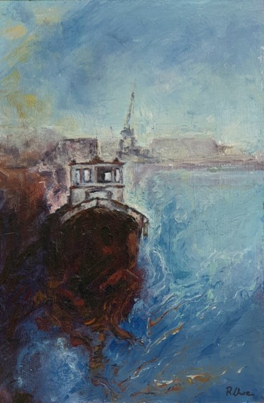 Painting titled "Patrimonio acuoso -…" by Fuensanta R.Urien, Original Artwork, Oil