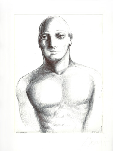 Dessin intitulée "" Captif " - Série…" par Grégory Dreyfus, Œuvre d'art originale, Stylo à bille Monté sur Autre panneau rig…