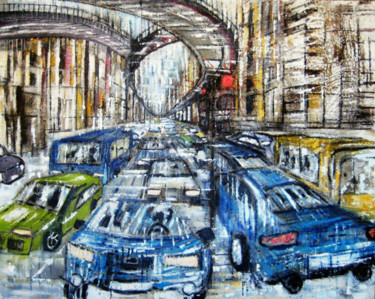Pittura intitolato "Trappola metropolit…" da Daniela Foschi, Opera d'arte originale, Olio Montato su Telaio per barella in l…