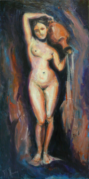 Peinture intitulée "D'après la Source d…" par Muriel Henry, Œuvre d'art originale, Huile Monté sur Châssis en bois