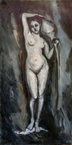 Peinture intitulée "D'après la Source d…" par Muriel Henry, Œuvre d'art originale, Huile Monté sur Châssis en bois