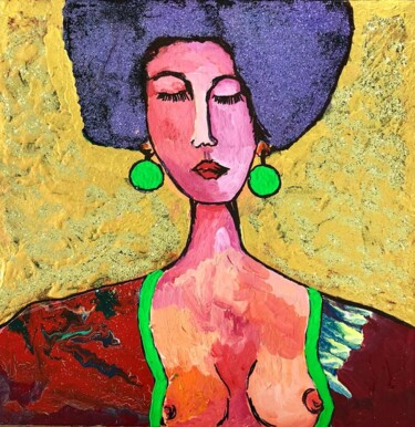 绘画 标题为“Donna in blu” 由Antonio Pignatelli, 原创艺术品, 搪瓷