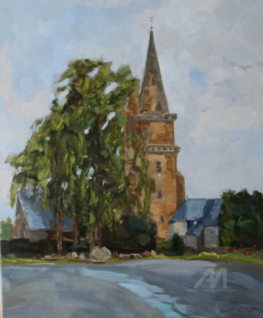 Peinture intitulée "Brélévenez, vue du…" par Chéker, Œuvre d'art originale, Huile Monté sur Châssis en bois