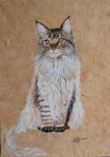 chat -dessin à l'encre sur papier himalaya 图画 标题为“chat -dessin à l'en…” 由Patricia Giroldini Hyvernat, 原创艺术品, 墨