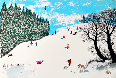 印花与版画 标题为“Snow on the Hill” 由Tim Southall, 原创艺术品, 丝网印刷