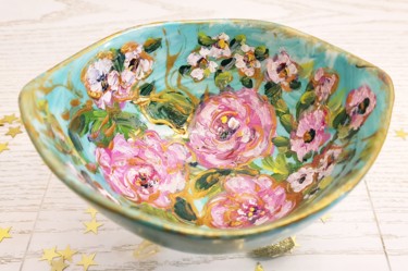 Objet en porcelaine pièce unique : Fleurs du bonheur 设计 标题为“Objet en porcelaine…” 由Danielle Alarcon Dalvin, 原创艺术品, 表艺术