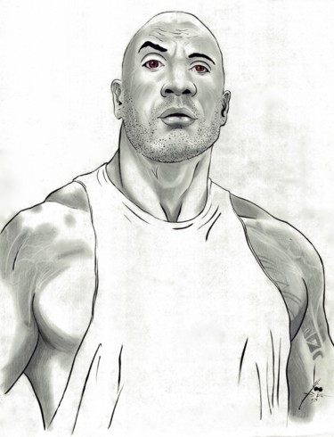 Desenho intitulada "The Rock" por John Creekmore, Obras de arte originais, Lápis