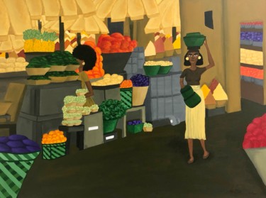 绘画 标题为“Au marché central” 由Aziza Siankam, 原创艺术品, 丙烯