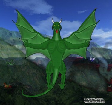Malerei mit dem Titel "Dragon Landing" von Mike Sexton, Original-Kunstwerk, Andere