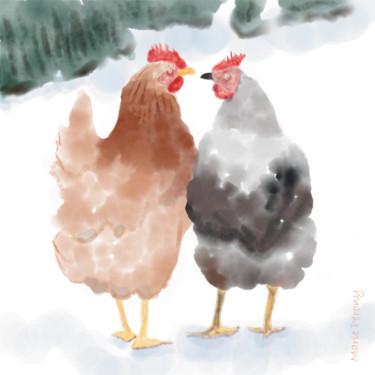 绘画 标题为“Mes poulettes” 由Marie Perony, 原创艺术品, 数字油画