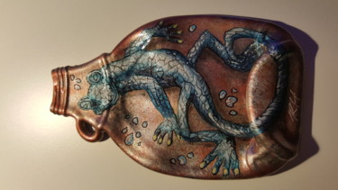 Sculpture titled "Froggy Soap Dish" by Rikkihop, Original Artwork, Glass